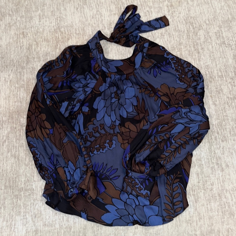 Olivaceous Tie Neck Blouse